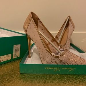 Rose Gold Mesh Crystal Pumps